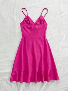 Soleia فستان الصيف النسائي باللون الأحمر الوردي مع حزام خصر من النسيج المموج بطرف كشكش وعقدة جانبية وقصة A بلا أكمام