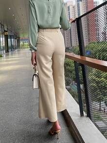 Sollinarry Pantalones con bolsillo oblicuo bajo con abertura - Caqui - Ver 2