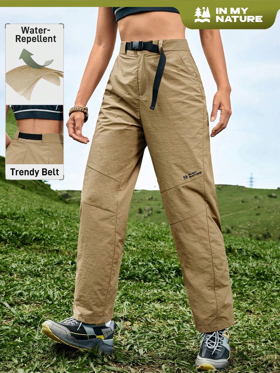 In My Nature 女性休閒戶外字母印花長褲 - 卡其色 - 查看 1