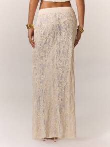 MUSERA Satin Stretch Maxi Skirt Summer Elegant Beach Vacation, Holiday