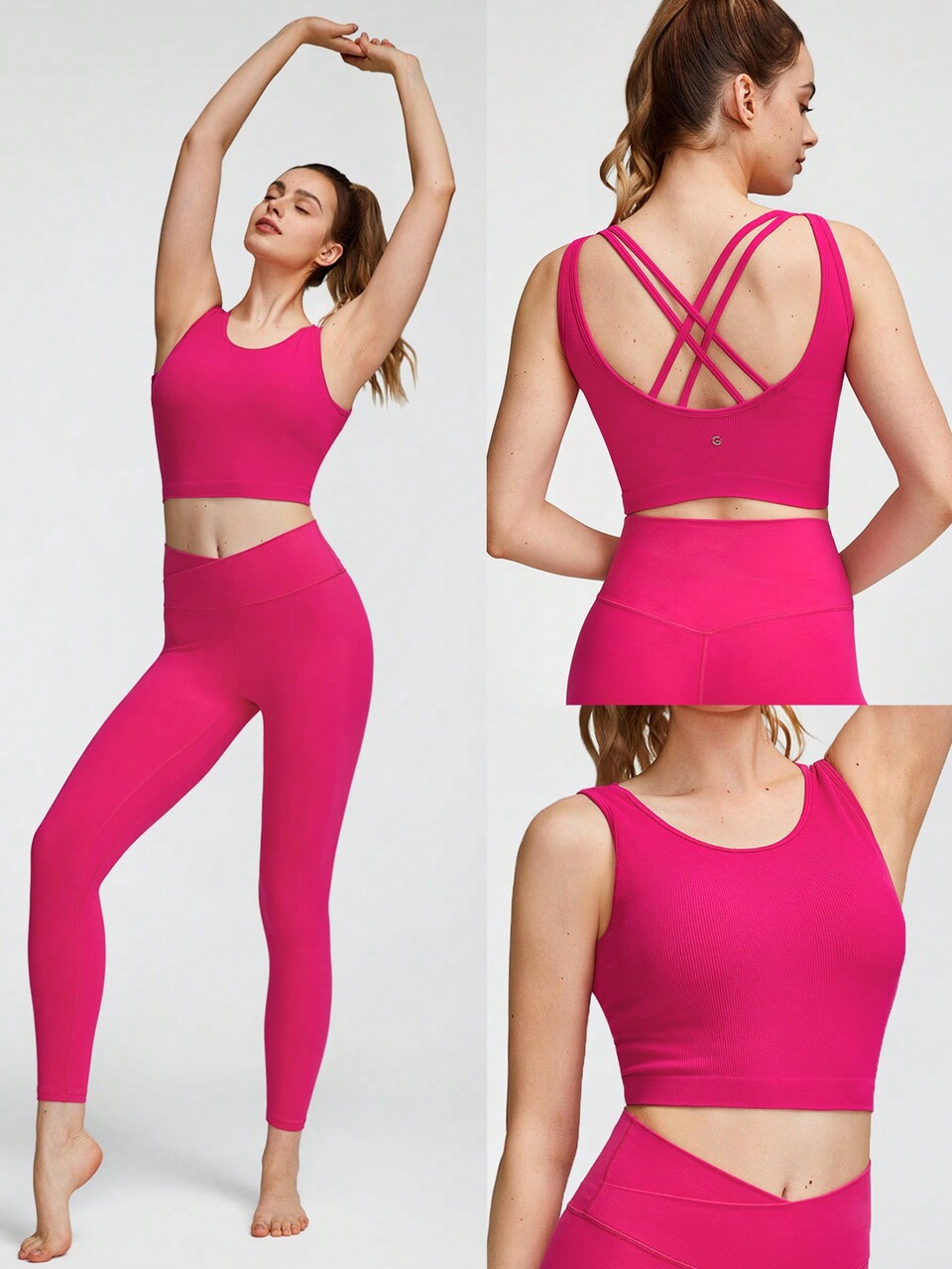 Seamless Sports Tank With Crossed Back Straps Light Support Low Impact Yoga Pilates Daily