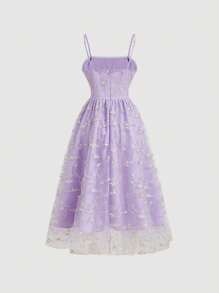 SHEIN MOD Váy dây mảnh in hoa thời trang dành cho nữ - Màu Lilac Tím - Xem 2