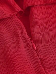 SHEIN MOD 荷葉邊後鎖孔素色雪紡洋裝