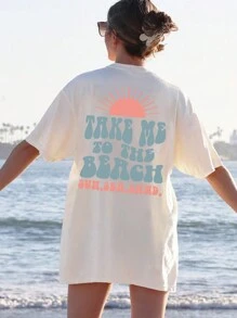 INAWLY Take Me To The Beach Comfortable Color Shirt Coconut Girl Clothing Fashion Beach Shirt Vintage Summer T-Shirt Ocean-Inspired Style Mermaid Core TAKE ME To The BEACH SUNSEASAND Graphic Tees Women Tops