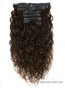 8pcs/Set Clip In Hair Extensions Water Wave Dark Chocolate Brown Remy Human Hair Long Corn Wave Hair For Women Daily Use Clip Ins Hair Extensions - S4 - View 2