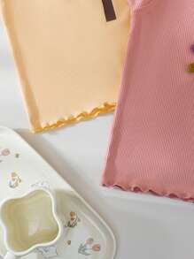 Round Neck Lace Trimmed Tank Top With Pom-Pom For Summer - Pink - View 5