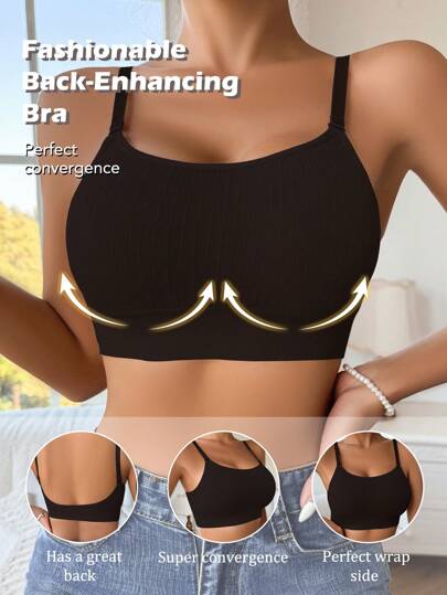 SHEIN Women's Seamless Backless Comfort Deep U Bra (Wireless), 1pc