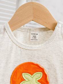 SHEIN 2 Chiếc Bé Sơ Sinh Bé Trai Xuân Hè Hợp Thời Trang Miếng Dán Thêu Đảo Họa Tiết Vui Nhộn Sọc Thể Thao Homewear Dễ Thương Hàng Ngày Trang Phục Thường Ngày - Nhiều màu - Xem 7