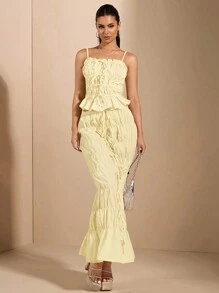 SHEIN BAE Falda cruzada blanca con bordes ondulados, decoración de lazo, estilo sexy y dulce para uso diario