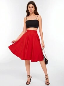 SHEIN Privé High Rise Wide Waistband Circle Skirt