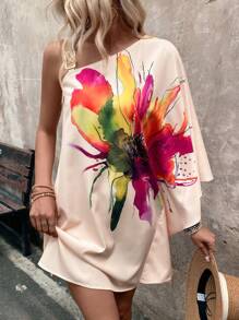 SHEIN LUNE Women's Random Print Simple Daily Summer Dress - Multicolor - View 1