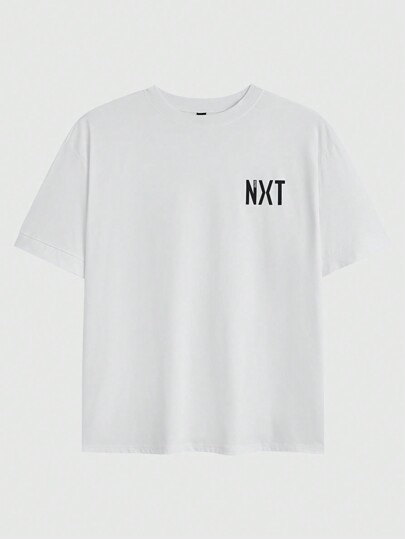 Manfinity VCAY Playera de manga corta y talla grande para hombre, tejido de punto suelto y casual con hombros caídos, adecuada para el verano y uso diario.