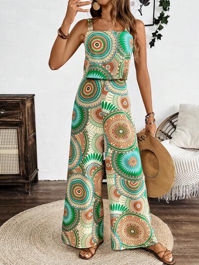 Breezaya 女性波西米亞風格吊帶連身褲長褲