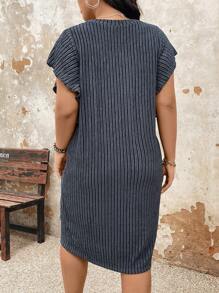 SHEIN LUNE Vestido diario simple de un solo color para mujer de talla grande