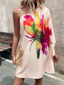 SHEIN LUNE Women's Random Print Simple Daily Summer Dress - Multicolor - View 7