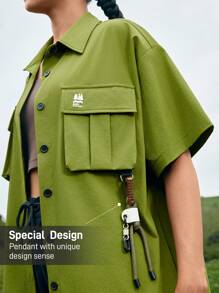 In My Nature Camicia casual da donna a maniche corte senza fantasia per uso esterno