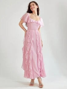 Enchnt 女性夏季蕾絲休閒假日風格連衣裙 - 粉色 - 查看 7