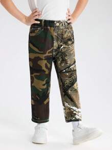 Jungen Street-Style Camouflage Jeans mit Farbblock