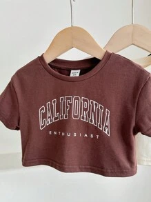 Bộ 3 áo thun ngắn tay thường ngày mùa hè cho bé gái có in chữ, bao gồm áo ngắn, áo vest trắng và quần short đen - Nhiều màu - Xem 10