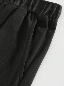 Shorts casuales de ajuste holgado para hombre con estampado y cintura de cordón - Negro - Ver 4