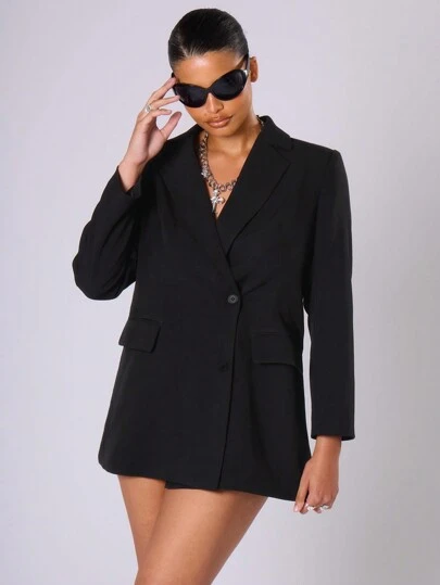 MUSERA Plus Size Woven Tailored Blazer Dress For Party, Date Night, Elegant, Classy, Holiday, Break, Holiday