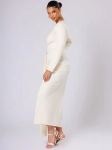 MUSERA Vestido drapeado con pliegues en tallas grandes para una cita, romántico, elegante, de fiesta, para invitada de boda, para carreras