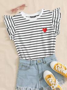 SHEIN EZwear Heart Print Striped Top