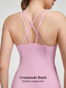 GLOWMODE FeatherFit™-Air Peekaboo Cổ Vuông Túi Chống Trượt Năng Động Mini Dress Có Quần Short Tích Hợp Hỗ Trợ Ánh Sáng Tác Động Thấp Đầm Mùa Xuân Váy Mùa Hè - Màu hồng Bubblegum - Xem 5