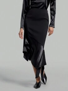 Ontre 女士不对称下摆长裙 - 黑色 - 查看 5