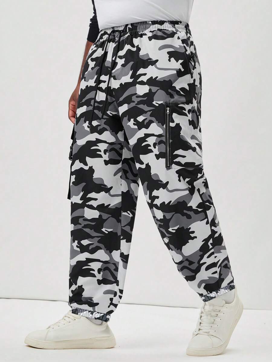 Manfinity Roughcore Men's Plus Size Casual Camouflage Cargo Camo Pants - Multicolor - View 1