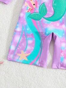 Young Girls Simple Printed One-Piece Swimsuit Summer Holiday - Multicolor - View 5