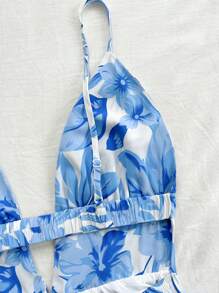 Soleia Váy chữ A nơ hồng WYWH dành cho nữ đi nghỉ mát có viền bèo nhún, váy mùa hè, quần áo mùa xuân - Xanh và trắng - Xem 4