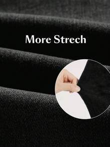 Flexra Quần Jeans Denim Màu Trơn Co Giãn Ôm Vừa Cỡ Lớn Thời Trang Cạp Cao Cho Nữ - màu đen - Xem 8