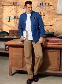 Manfinity Homme American Style Retro Men's Loose Denim Casual Suit DENIM BY DENIM