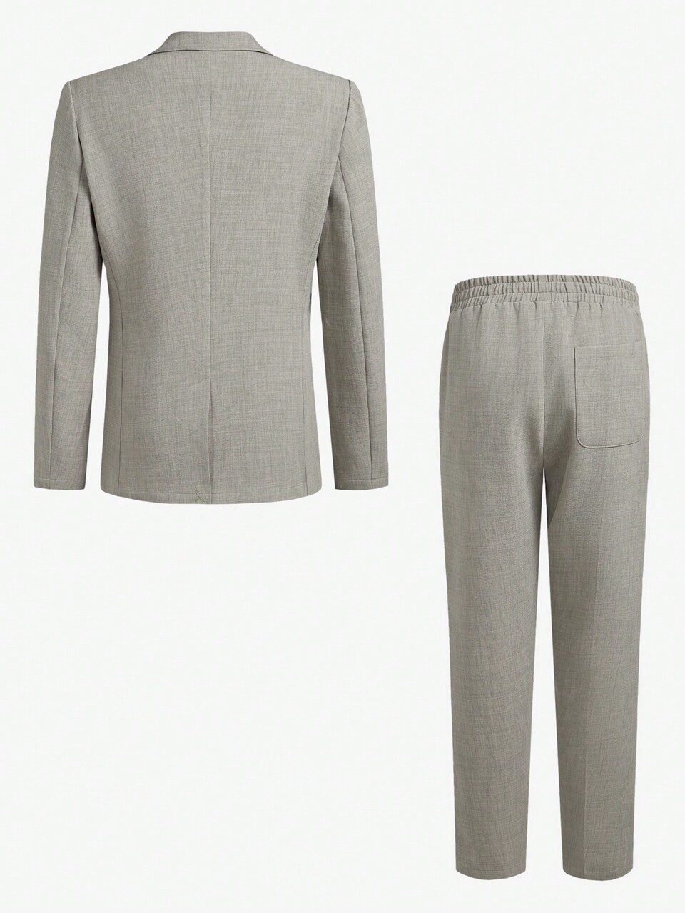 Easy Care 2pcs Men's Old Money Style Business Casual Solid Color Suit, Slim Fit, Zipper Closure, Mid-Waist, Suitable For Work, Spring And Autumn
