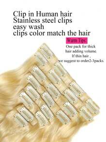 8pcs Body Wave Clip In 613 Blonde Virgin Human Hair Extension Clip-In Hair Extension Weft Hair Extension Blonde Color Clip Ins Hair Extensions - S613 - View 6