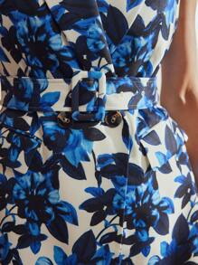 MOTF Classy ALLOVER FLORAL PRINT PEAK COLLAR BUCKLE BELTED WAISTCOAT - Blue - View 3