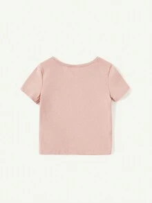 Cozy Pixies Bộ Pyjama vừa khít cho bé gái có in hoa dài tay và quần có chân, màu trơn, 4 chiếc - Hồng - Xem 8