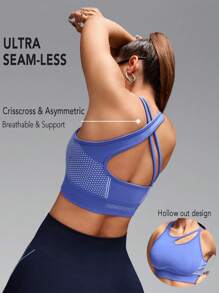 Innovista Sutien sport Push Up fără cusături, maieu de antrenament, maieu de gimnastică, maiou crop, cămăși de compresie