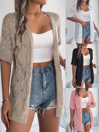 Open Knit Cardigan, Casual & Sheer Design, Suitable For Spring/Summer