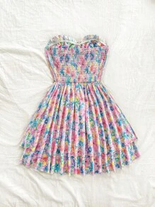 Soleia Vestido de sol con bandeau de flores en capas para mujer para vacaciones de verano - Multicolor - Ver 2