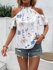 SHEIN Clasi Camisa elegante y con estilo para mujer con cuello fruncido