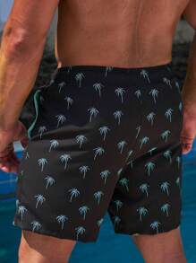 Manfinity KASUA Men's Palm Tree Printed Drawstring Waist Loose Fit Beach Shorts For Holiday,Hawaiian - Multicolor - View 2