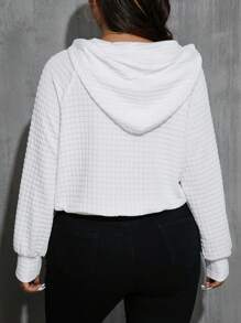 SHEIN Essnce Plus Size Hooded Loose Plaid Sweatshirt