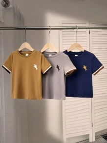 SHEIN Ensemble de t-shirts Young Boy UA de couleur unie en pack multi