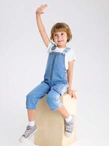 Young Boy Casual Denim Jumpsuit Overalls