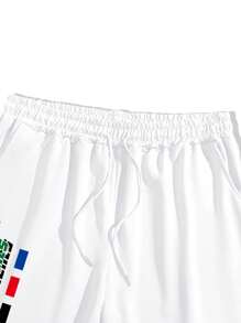 Manfinity Roughcore Manfinity EMRG Trở Lại Trường Học Nam Mùa Hè In Chữ Ô Tô Cổ Tròn Tay Ngắn Cổ Tròn Và Bộ Quần Short Thắt Lưng Dây Rút - Nhiều màu - Xem 5