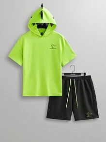 Manfinity VCAY 針織休閒連帽T恤和短褲套裝 - 彩色 - 查看 1