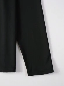 Manfinity Homme 男士夏季長袖休閒通勤網眼刺繡polo衫 - 黑色 - 查看 3