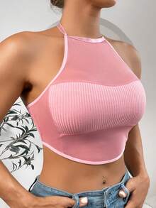 舒適透氣粉色女士背心 - 粉色 - 查看 5